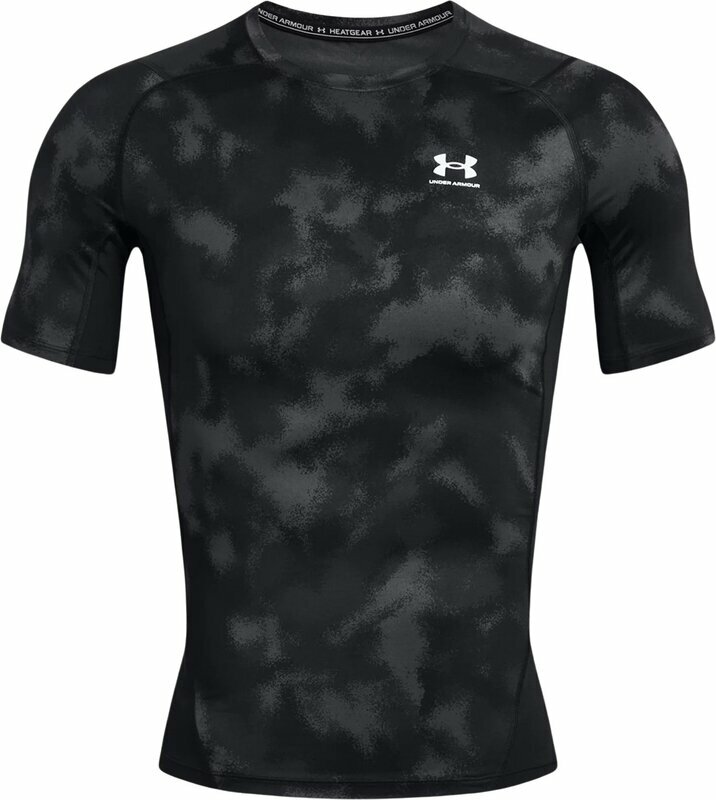 Fitness shirt Under Armour UA HG Armour Printed Short Sleeve Black/White S Fitness shirt