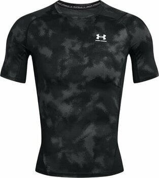 Фитнес тениска Under Armour UA HG Armour Printed Short Sleeve Black/White S Фитнес тениска - 1