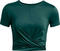 Camiseta deportiva Under Armour Women's Motion Crossover Crop SS Hydro Teal/White M Camiseta deportiva