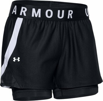 Fitness Trousers Under Armour Women's UA Play Up 2-in-1 Shorts Black/White M Fitness Trousers - 1