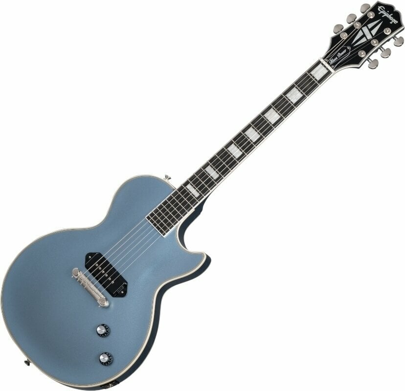 E-Gitarre Epiphone Jared James Nichols Blues Power Les Paul Custom Aged Pelham Blue