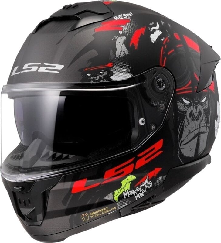 Helmet LS2 FF808 Stream II Angry Monkey Matt Black/Red L Helmet