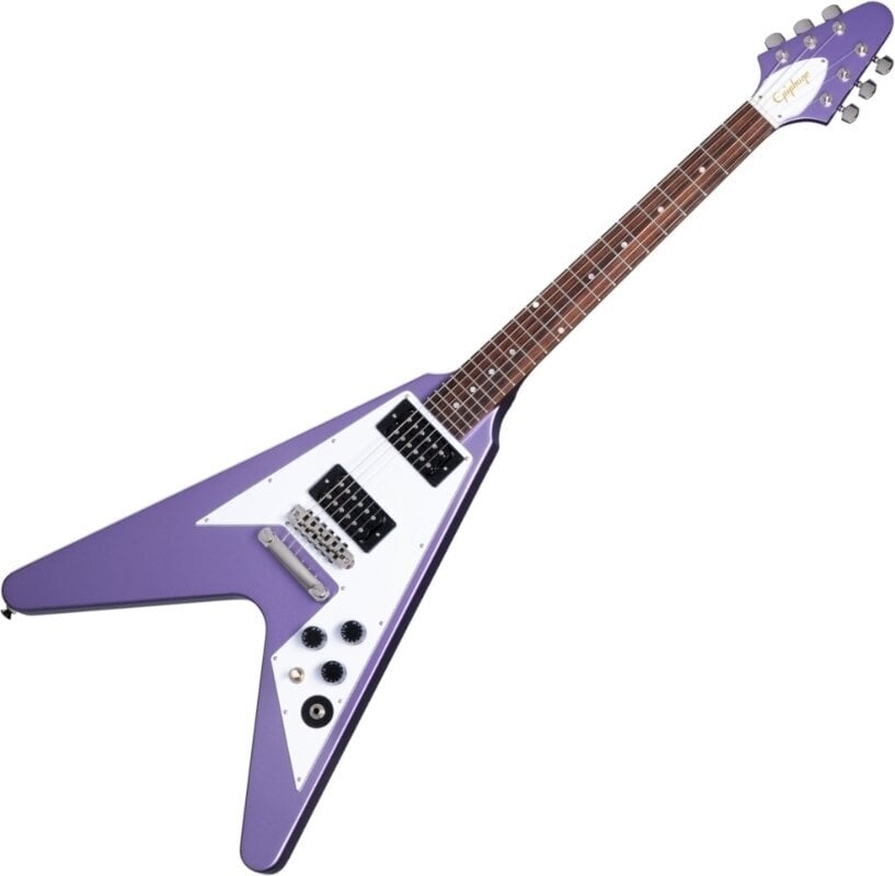 Elektriska gitarrer Epiphone Kirk Hammett 1979 Flying V Purple Metallic
