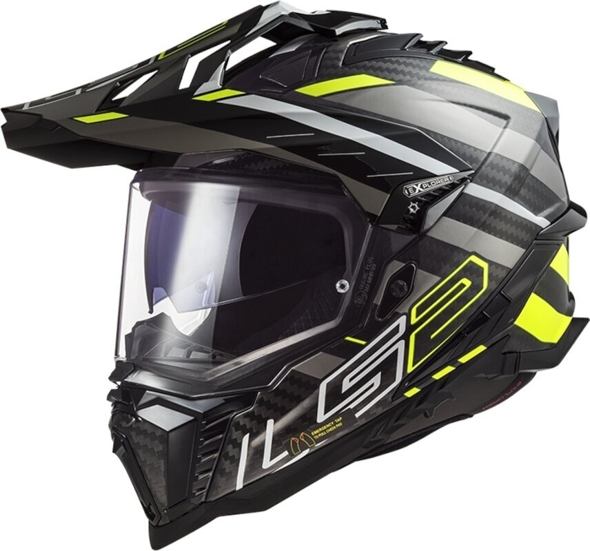 Kypärä LS2 MX701 Explorer Carbon Edge Black/Hi-Vis Yellow S Kypärä