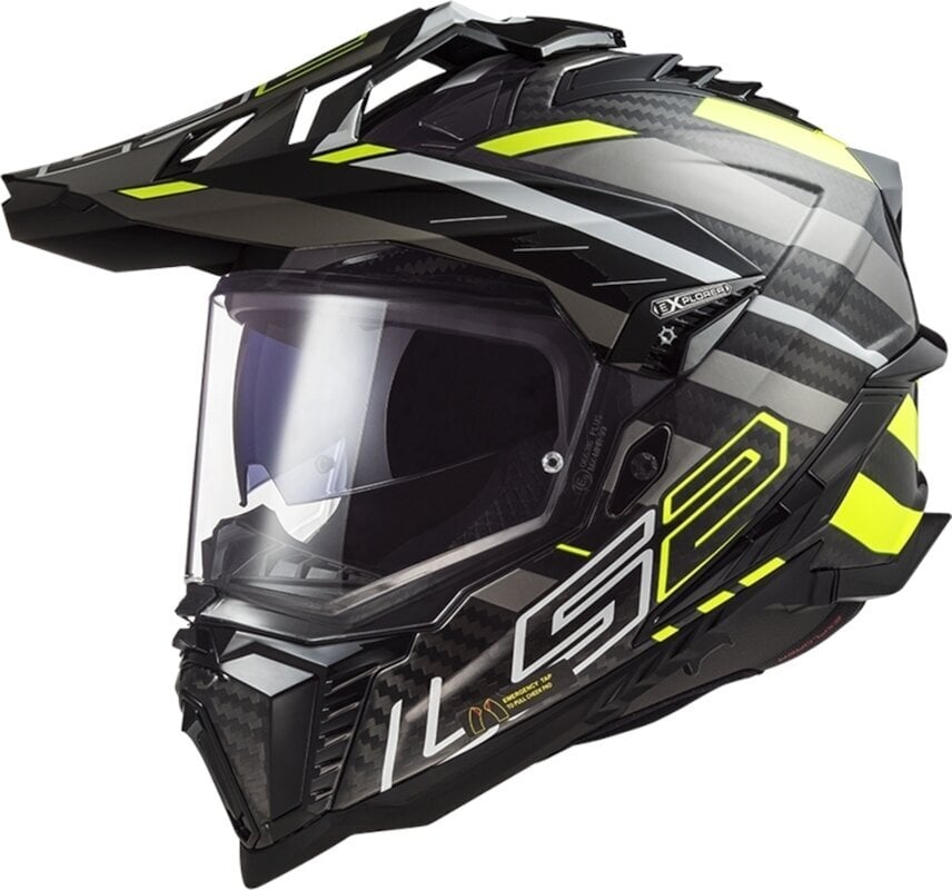 Hjelm LS2 MX701 Explorer Carbon Edge Black/Hi-Vis Yellow XS Hjelm