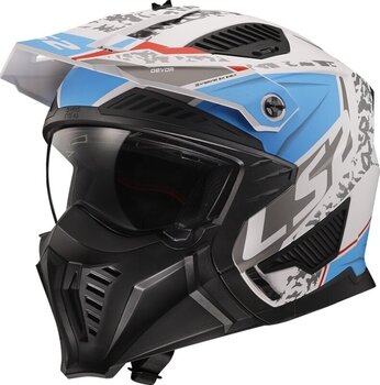 Helmet LS2 OF606 Drifter Devor Matt White/Blue L Helmet - 1