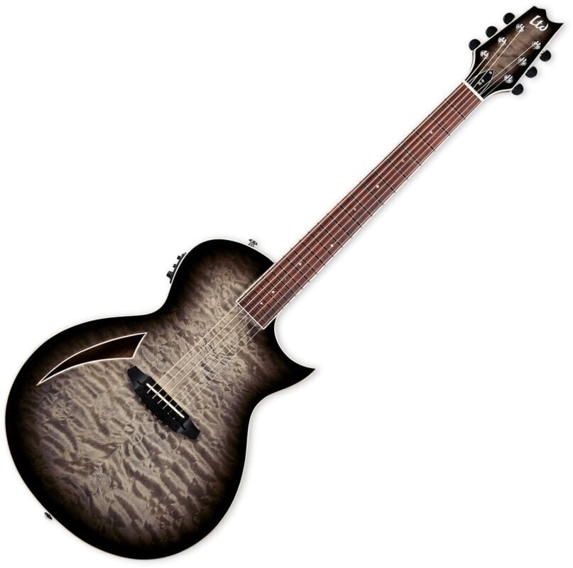 Guitare acoustique-électrique ESP LTD TL-6 QM Charcoal Burst