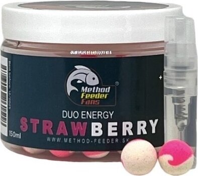 Boilies flutuantes Method Feeder Fans Duo Energy Pop Up + 2ml Spray Essence 15 mm Strawberry Boilies flutuantes - 1