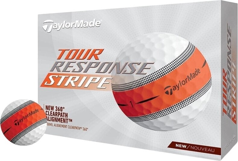 Nova loptica za golf TaylorMade Tour Response Stripe Golf Balls Orange