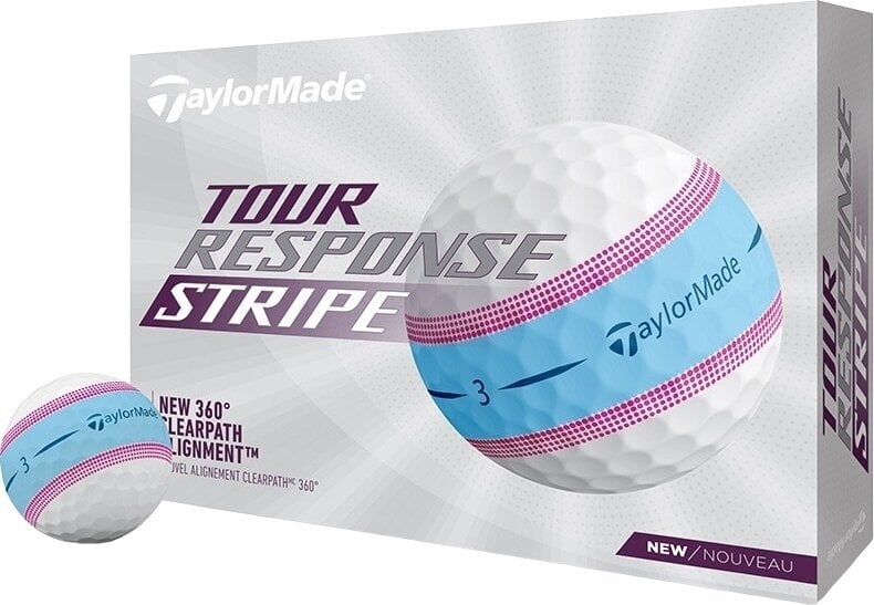 Nova loptica za golf TaylorMade Tour Response Stripe Golf Balls Blue/Pink