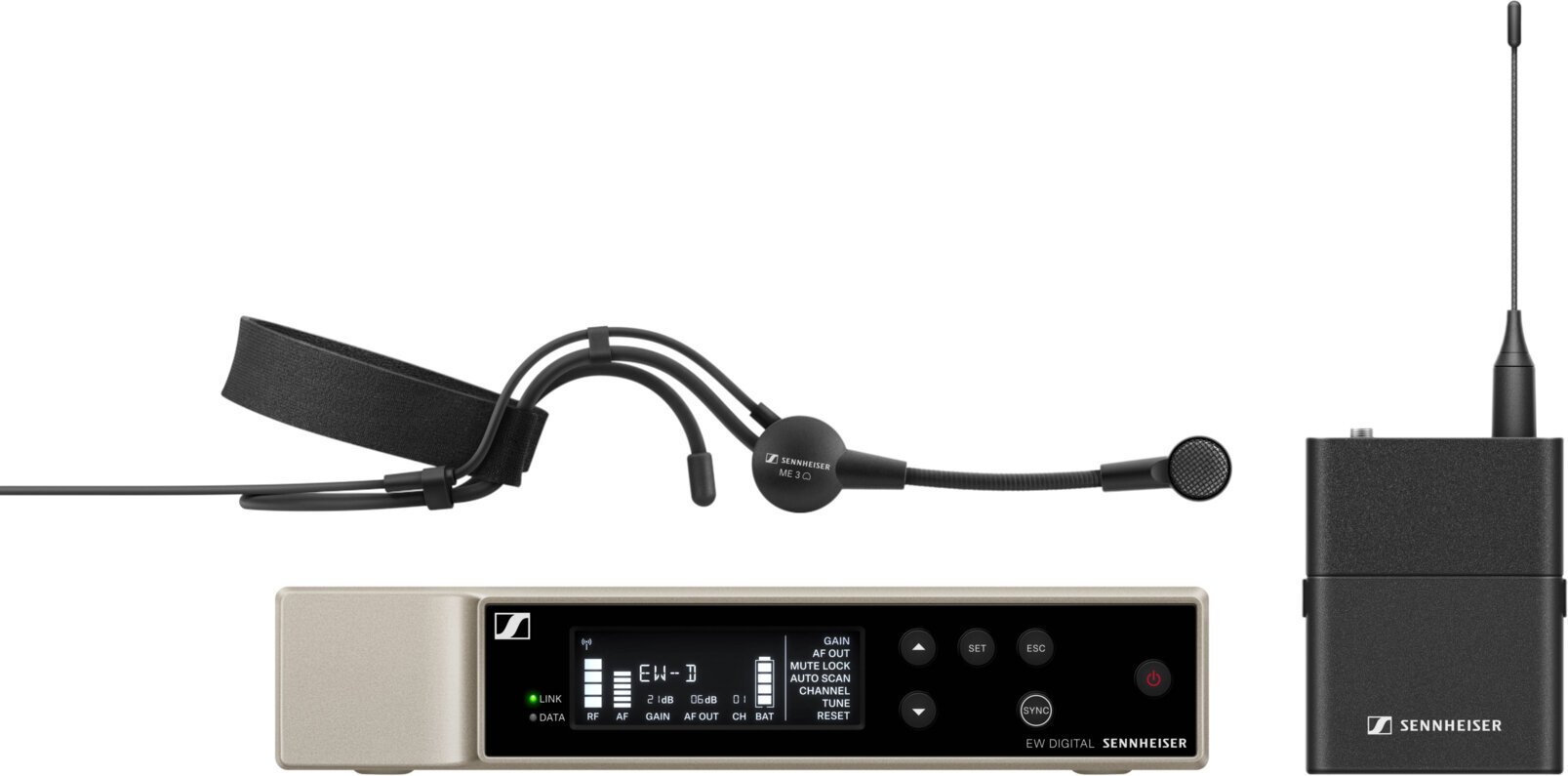 Système sans fil avec micro serre-tête Sennheiser EW-D ME3 Set R4-9: 552 - 607,8 Mhz