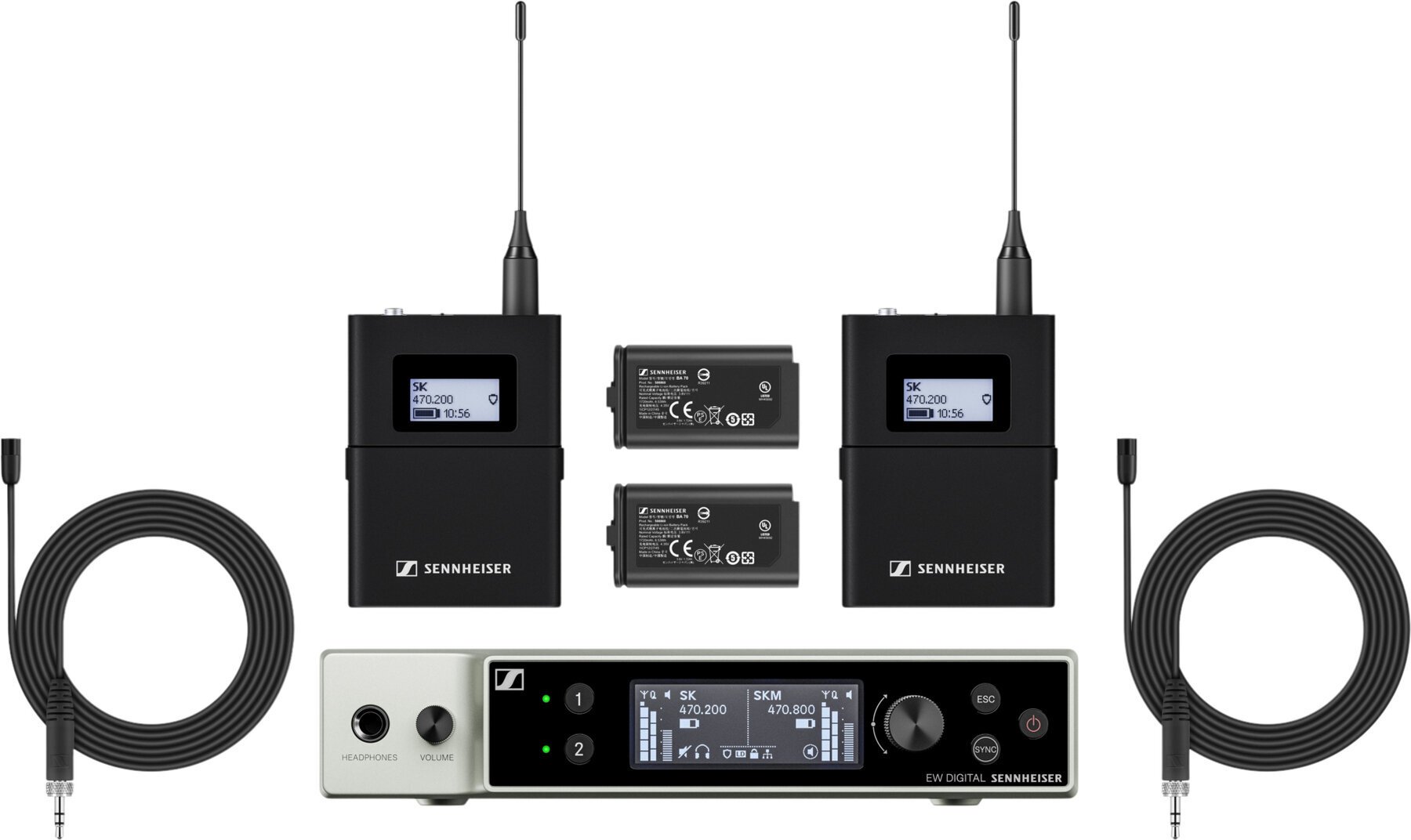 Set microfoane fără fir cu lavalieră Sennheiser EW-DX MKE 2 Set R1-6: 520 - 576 MHz