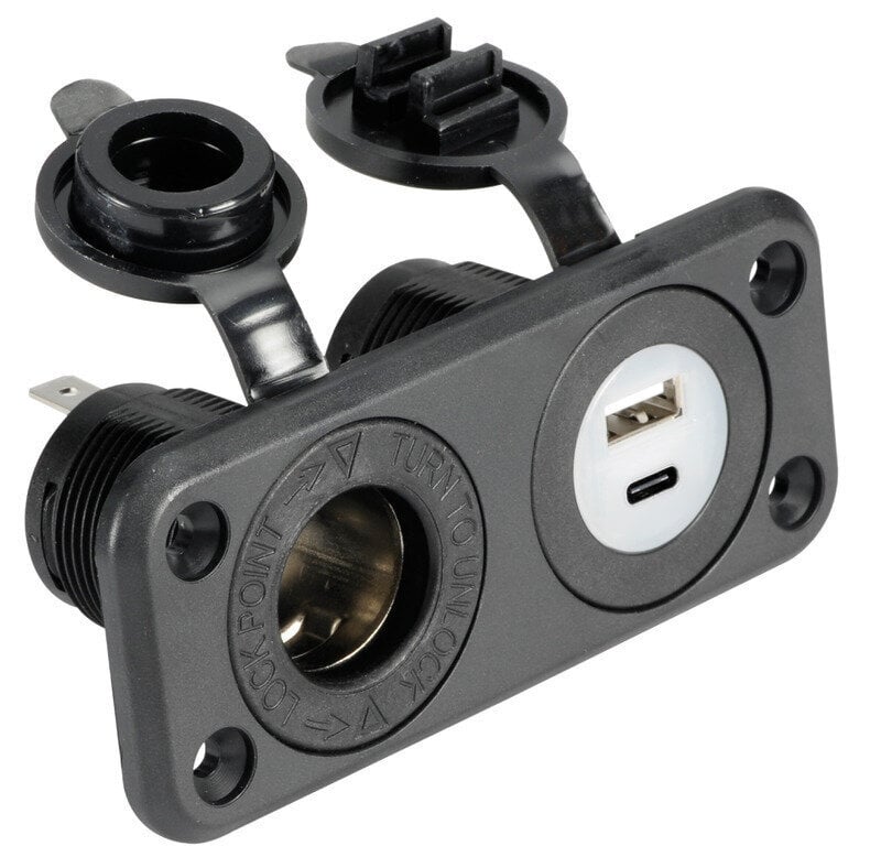 Marine Plug, Marine Socket Osculati Lighter socket + USB-A + USB-C black
