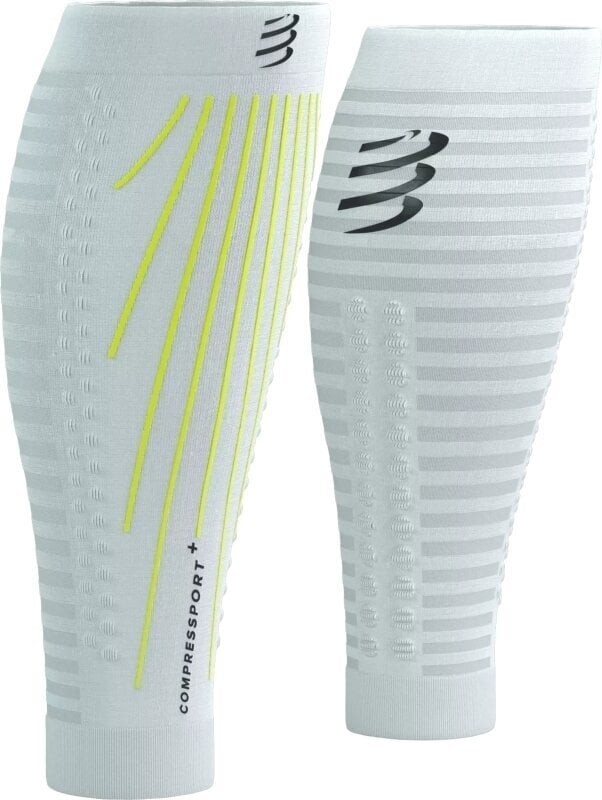 Calf covers for runners Compressport R2 Aero White/Safety Yellow T2 Calf covers for runners