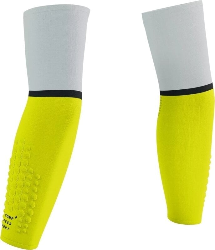 Running arm warmers Compressport ArmForce Ultralight White/Safety Yellow T2 Running arm warmers