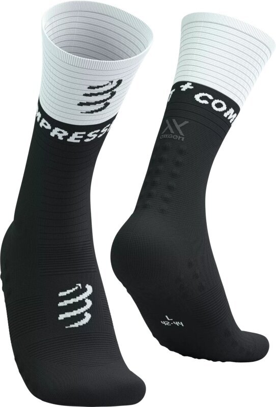 Levně Compressport Mid Compression Socks V2.0 Black/White T1 Běžecké ponožky