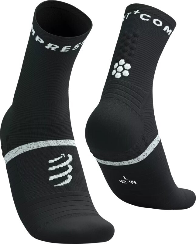 Meias de corrida Compressport Pro Marathon Socks V2.0 Black/White T3 Meias de corrida
