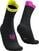Meias de corrida Compressport Pro Racing Socks V4.0 Ultralight Run High Black/Safety Yellow/Neon Pink T3 Meias de corrida