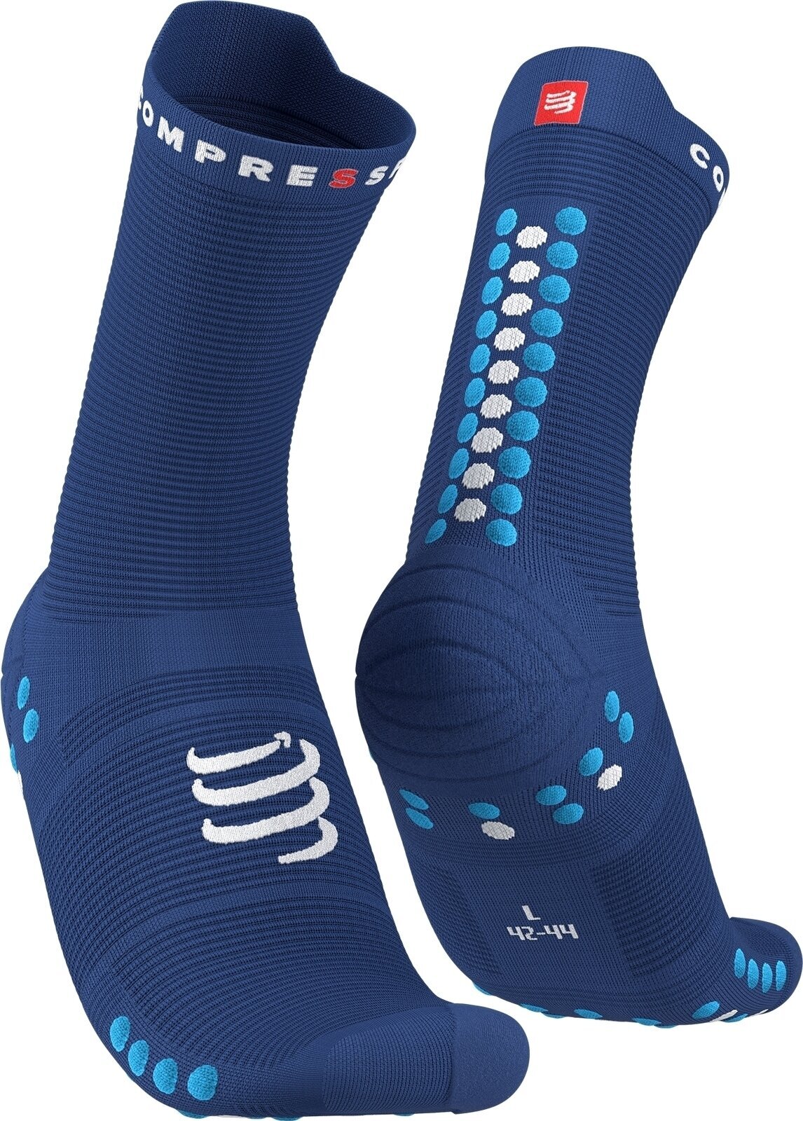 Calcetines para correr Compressport Pro Racing Socks V4.0 Run High Sodalite/Fluo Blue T1 Calcetines para correr