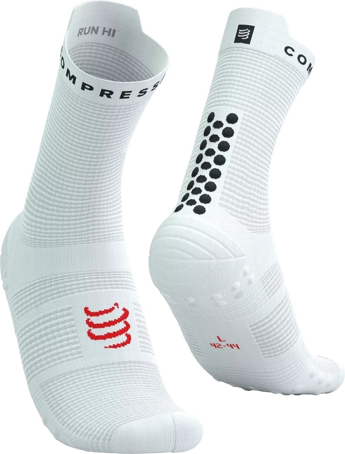 Løbestrømper Compressport Pro Racing V4.0 Run High White/Black/Core Red T4 Løbestrømper