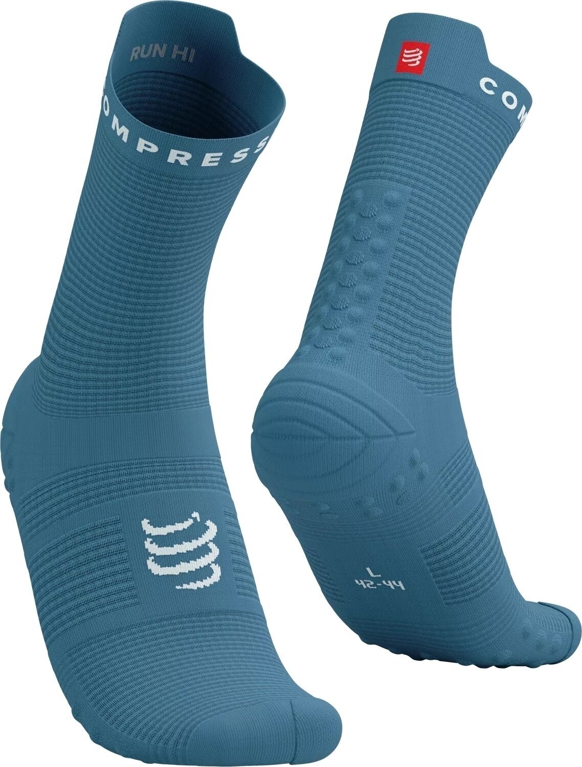 Calcetines para correr Compressport Pro Racing Socks V4.0 Run High Niagara/White T2 Calcetines para correr