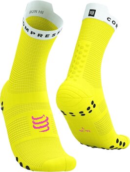 Hardloopsokken Compressport Pro Racing Socks V4.0 Run High Safety Yellow/White/Black/Neon Pink T1 Hardloopsokken - 1