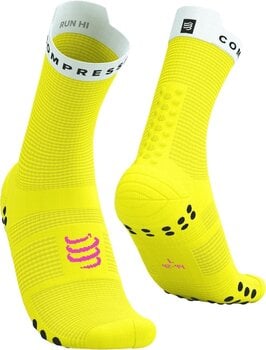 Løbestrømper Compressport Pro Racing Socks V4.0 Run High Safety Yellow/White/Black/Neon Pink T2 Løbestrømper - 1
