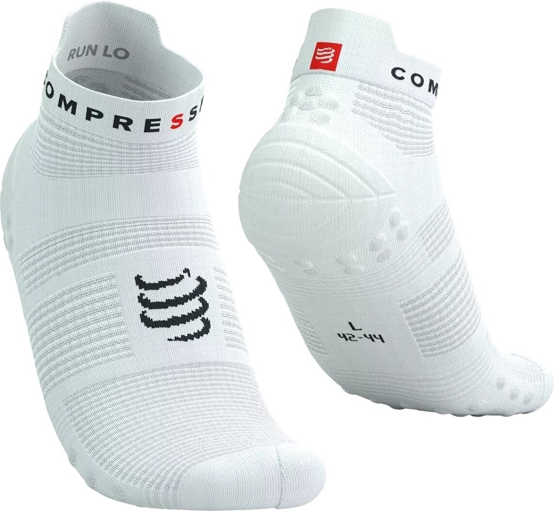 Löparstrumpor Compressport Pro Racing Socks V4.0 Run Low White/Black T1 Löparstrumpor