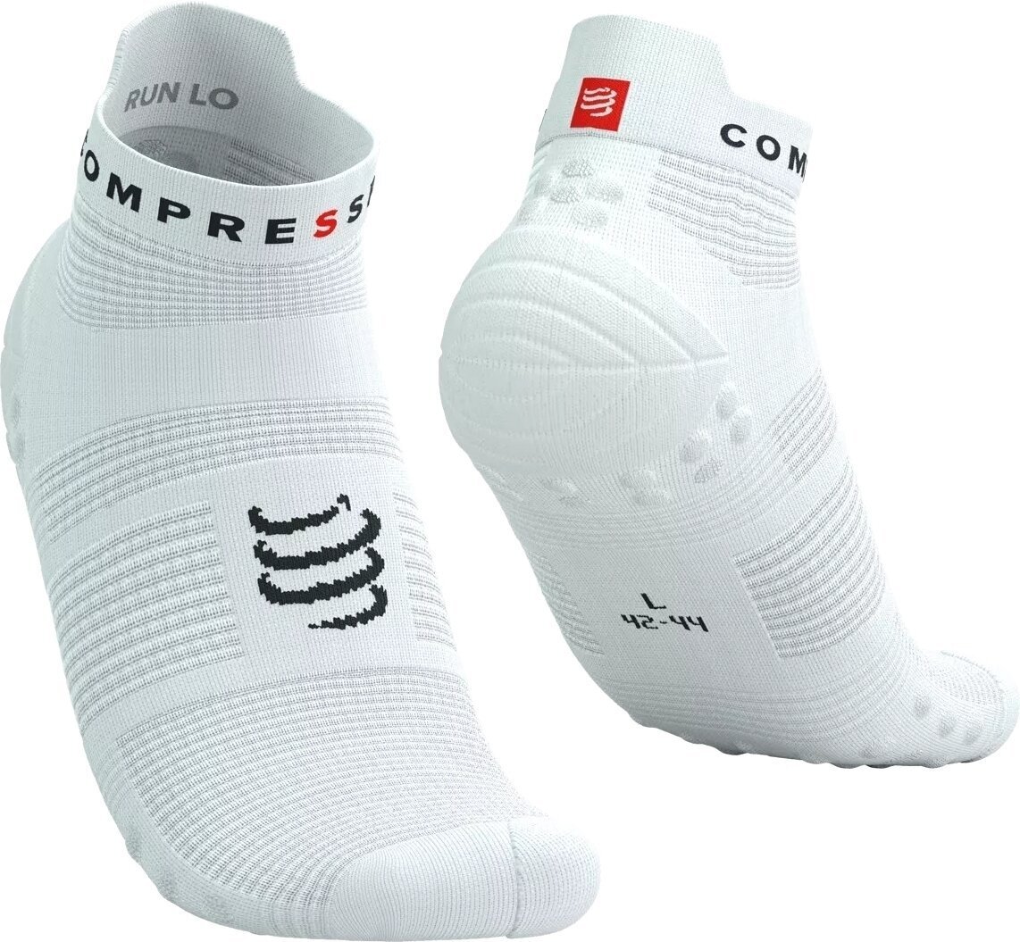 Meias de corrida Compressport Pro Racing V4.0 Run Low White/Black T1 Meias de corrida