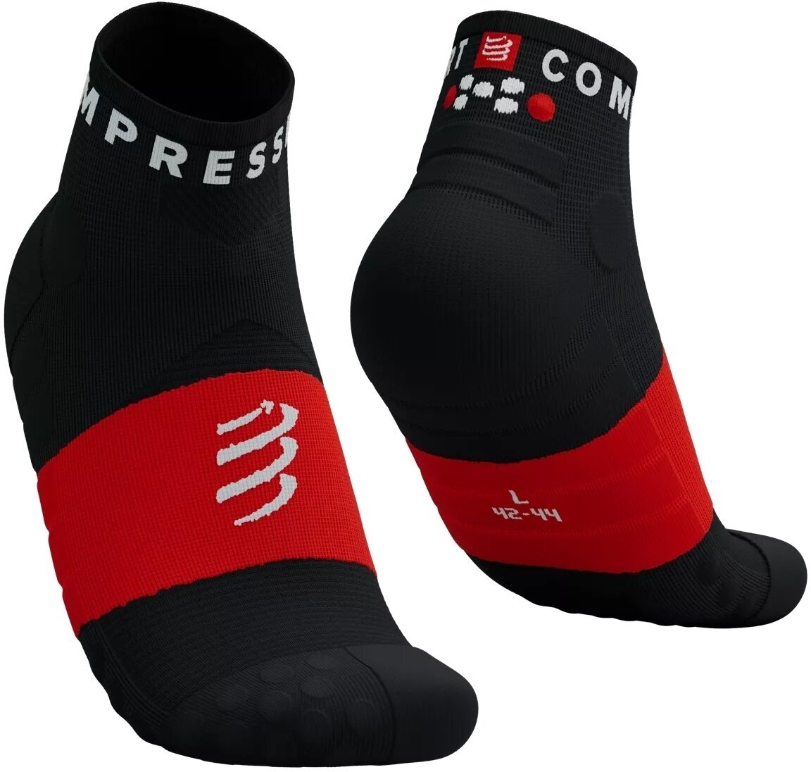 Calcetines para correr Compressport Ultra Trail Low Socks Black/White/Core Red T1 Calcetines para correr