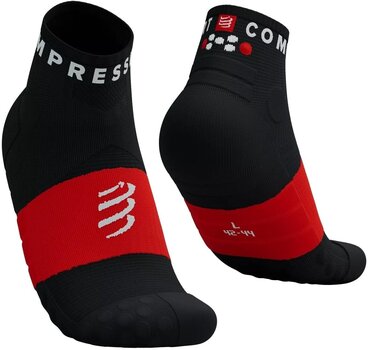 Meias de corrida Compressport Ultra Trail Low Socks Black/White/Core Red T1 Meias de corrida - 1
