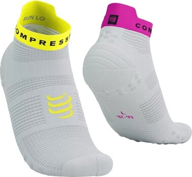 Hardloopsokken Compressport Pro Racing Socks V4.0 Run Low White/Safety Yellow/Neon Pink T3 Hardloopsokken - 1