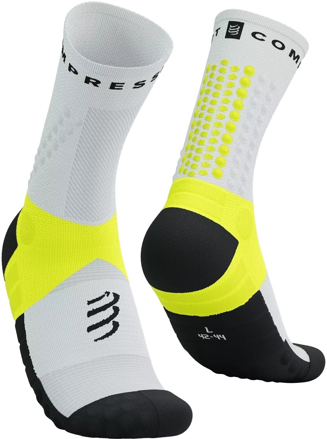 Levně Compressport Ultra Trail Socks V2.0 White/Black/Safety Yellow T2 Běžecké ponožky