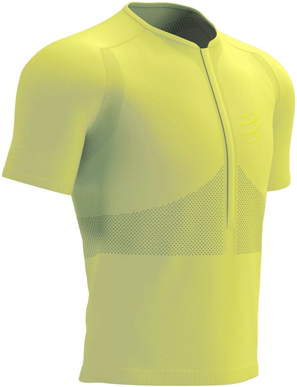 Тениска с къс ръкав за бягане Compressport Trail Half-Zip Fitted SS Top Green Sheen/Safety Yellow L Тениска с къс ръкав за бягане