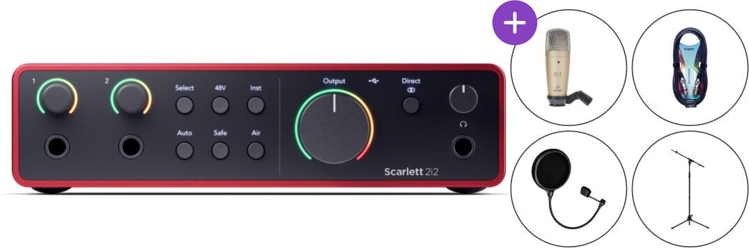 USB avdio vmesnik - zvočna kartica Focusrite Scarlett Solo 2i2 4th Gen SET