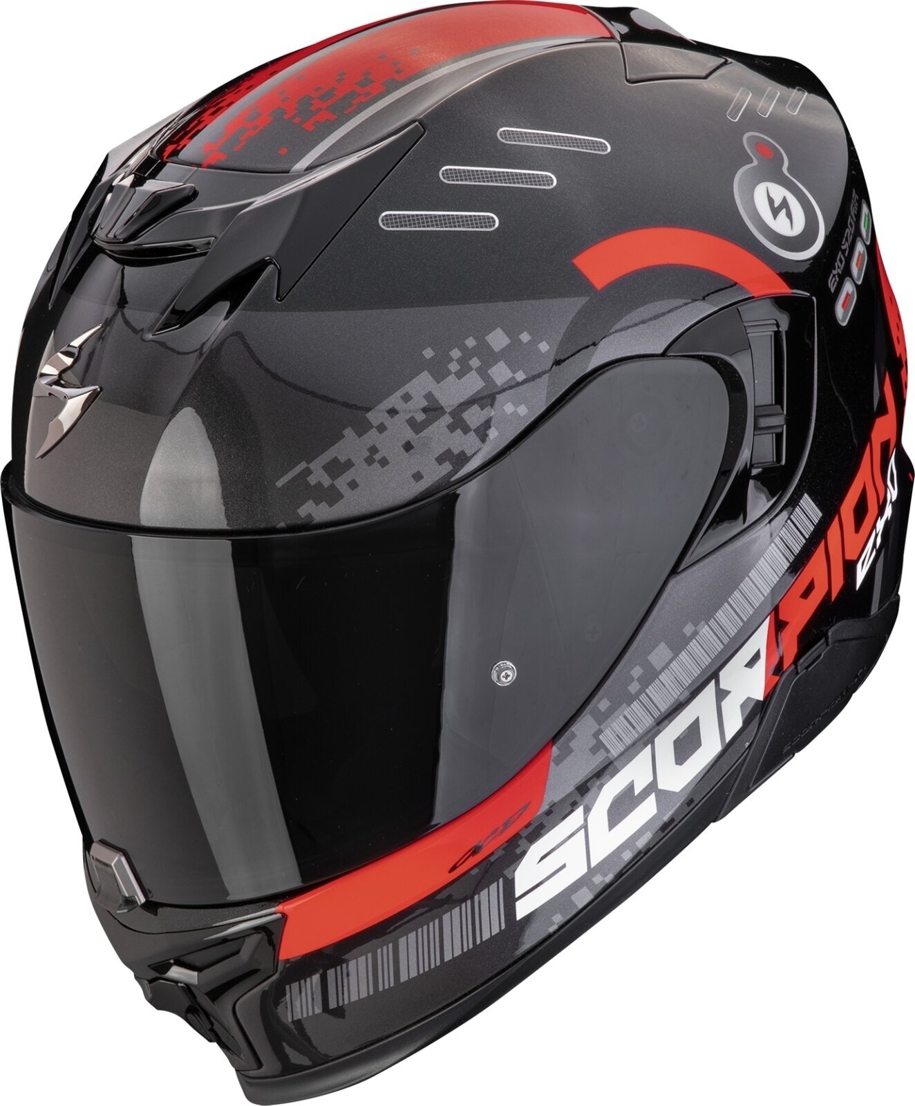 Hjelm Scorpion EXO 520 EVO AIR TITAN Metal Black/Red XL Hjelm