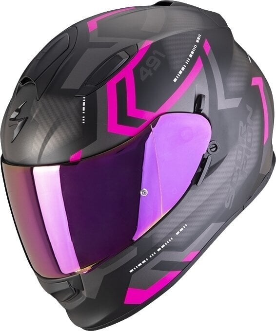 Helm Scorpion EXO 491 SPIN Matt Black/Pink XS Helm
