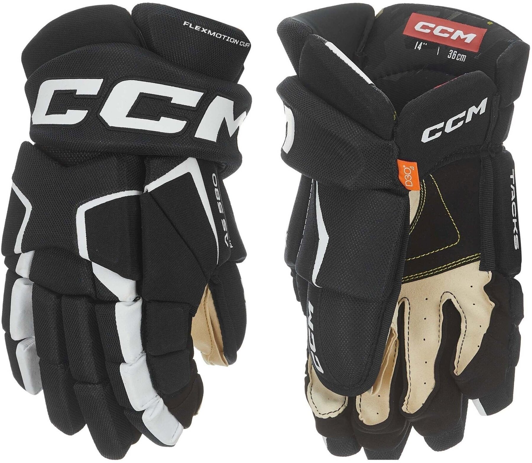 Hokejové rukavice CCM Tacks AS 580 SR 14 Black/White Hokejové rukavice