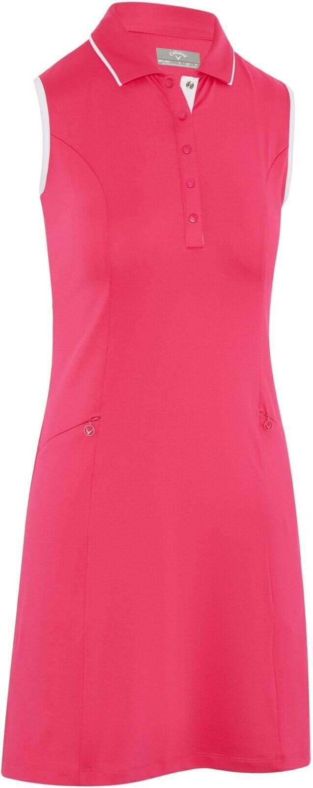 Callaway Womens Sleeveless Dress With Snap Placket Pink Peacock S