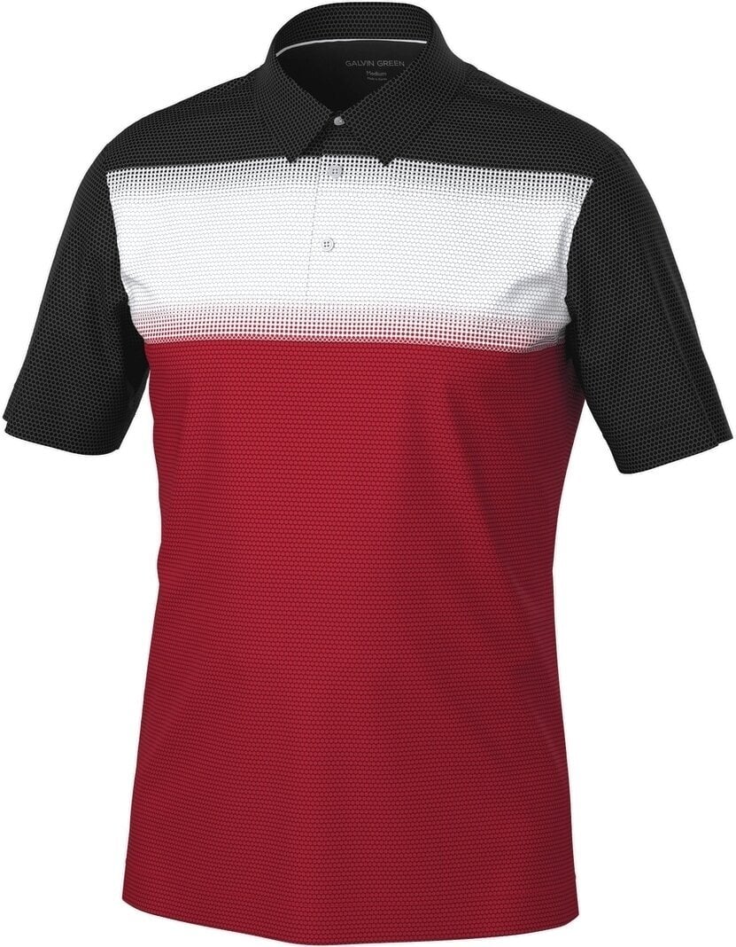 Tricou polo Galvin Green Mo Mens Breathable Short Sleeve Shirt Roșu/Alb/Negru XL