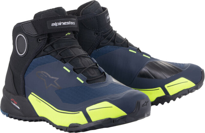 Motorcycle Boots Alpinestars CR-X Drystar Riding Shoes Black/Dark Blue/Yellow Fluo 40 Motorcycle Boots