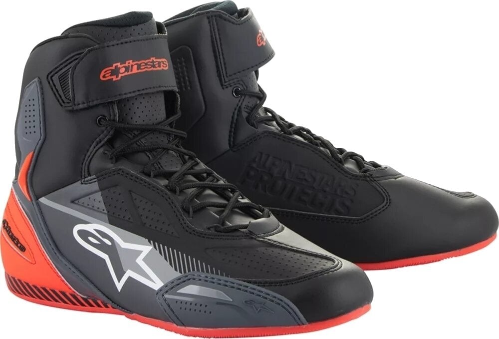Motorcycle Boots Alpinestars Faster-3 Shoes Black/Grey/Red Fluo 40 Motorcycle Boots