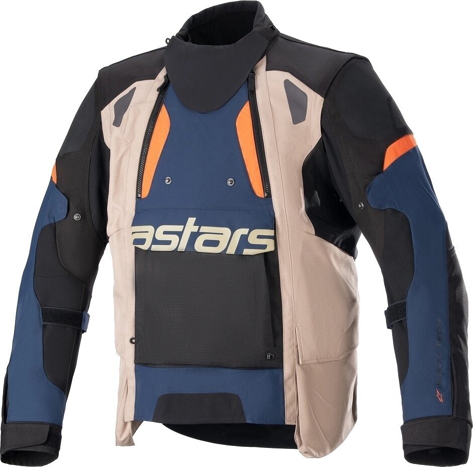 Giacca in tessuto Alpinestars Halo Drystar Jacket Dark Blue/Dark Khaki/Flame Orange 3XL Giacca in tessuto