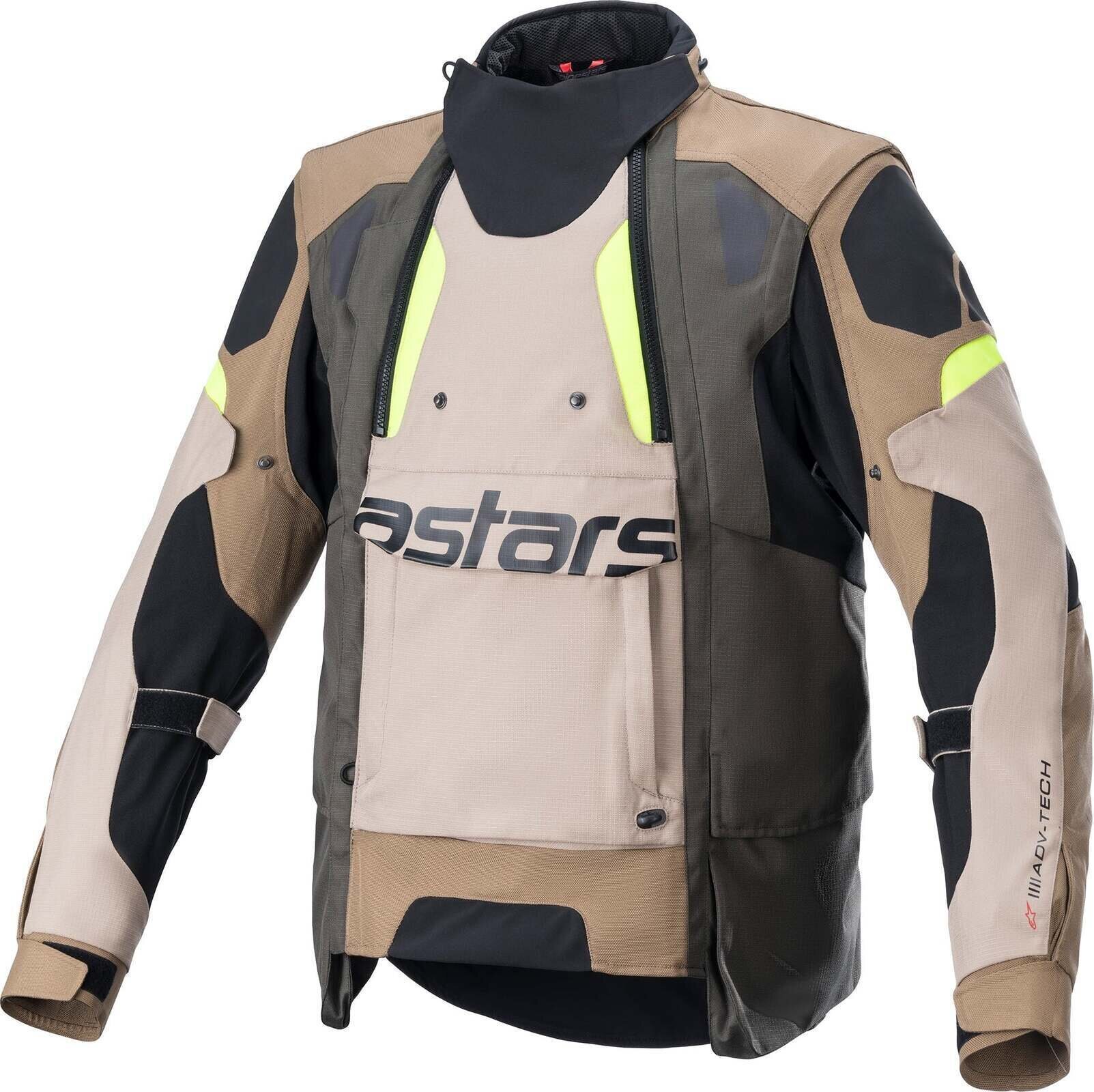 Textiljacke Alpinestars Halo Drystar Jacket Dark Khaki/Sand Yellow Fluo 3XL Textiljacke