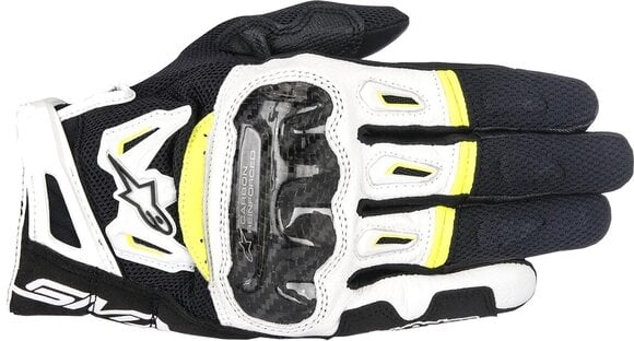 Motorcykelhandskar Alpinestars SMX-2 Air Carbon V2 Gloves Black/White/Yellow Fluo L Motorcykelhandskar - 1