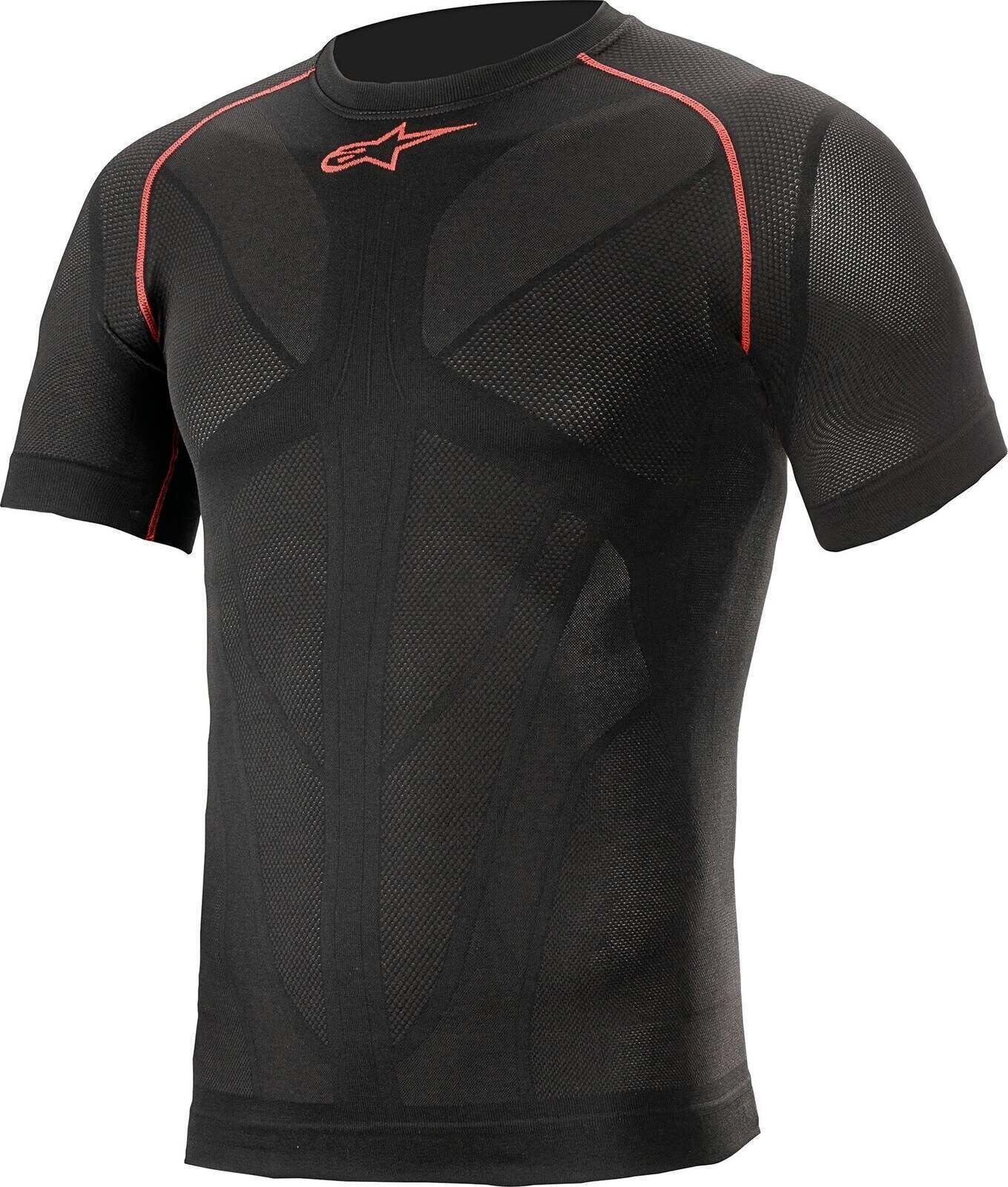 Motorcycle Functional Shirt Alpinestars Ride Tech V2 Top Short Sleeve Summer Black Red XL/2XL