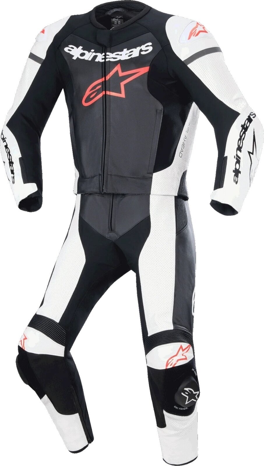 Kétrészes motoros overál Alpinestars GP Force Lurv Leather Suit 2 Pc Black/White Red/Fluo 50 Kétrészes motoros overál