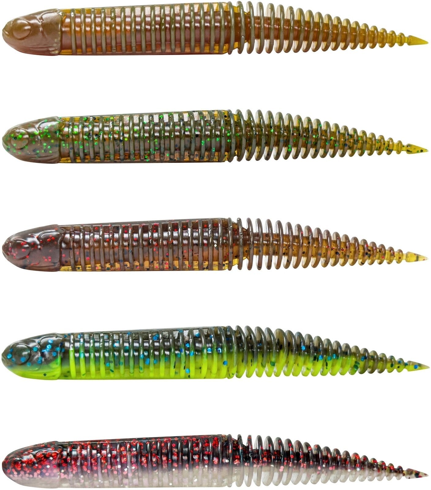 Gummiköder Savage Gear Ned Dragon Tail Slug Dark Water Mix Firecracker-Neon Blue-Chartreuse-White Flash-Glow 7,2 cm 3 g Gummiköder