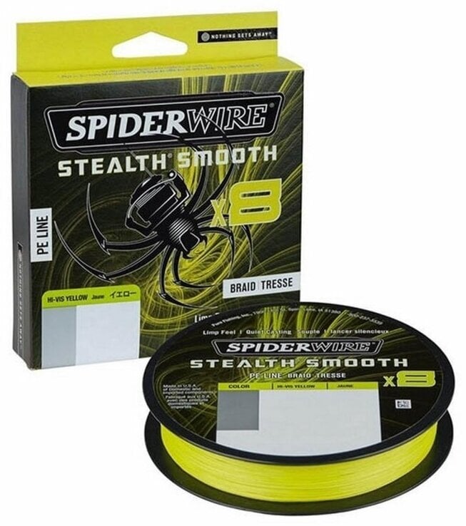 Horgász zsinór SpiderWire Stealth® Smooth8 x8 PE Braid Hi-Vis Yellow 0,11 mm 10,3 kg-22 lbs 150 m Fonott zsinór