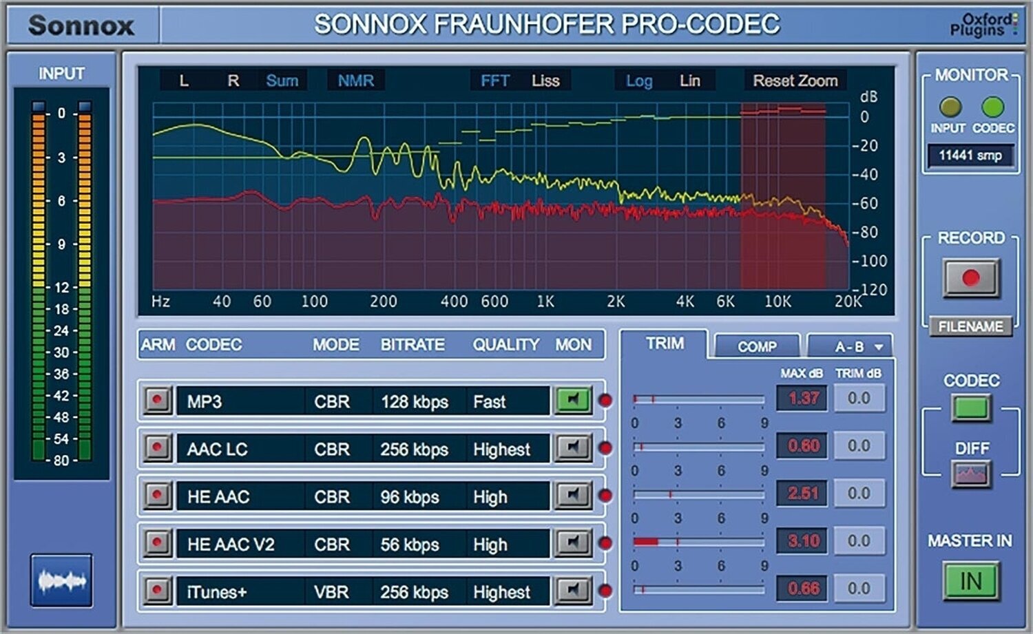 Software Plug-In FX-processor Sonnox Fraunhofer Pro-Codec (Digitalt produkt)